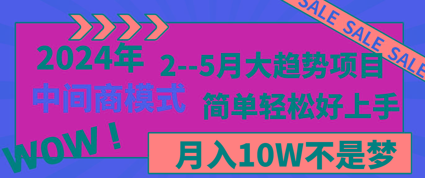2024年2–5月大趋势项目，利用中间商模式，简单轻松好上手，轻松月入10W…-优创项目网