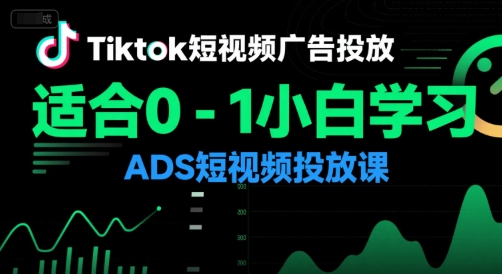Tiktok短视频广告投放，适合0-1小白学习ADS短视频投放课-优创项目网
