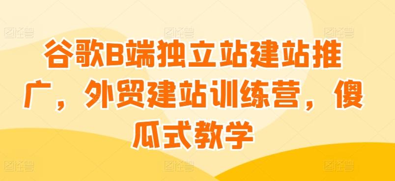 谷歌B端独立站建站推广，外贸建站训练营，傻瓜式教学-优创项目网