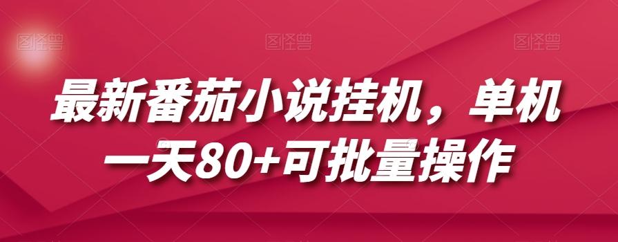 最新番茄小说挂机，单机一天80+可批量操作【揭秘】-优创项目网