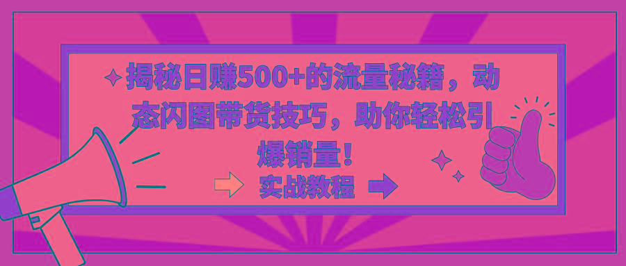 揭秘日赚500+的流量秘籍，动态闪图带货技巧，助你轻松引爆销量！-优创项目网