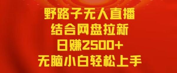 野路子无人直播结合网盘拉新，日赚2500+，小白无脑轻松上手【揭秘】-优创项目网